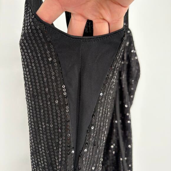 Grace Karin Black Sequin Tank Top Size Large Party y2k New Years - Picture 6 of 9